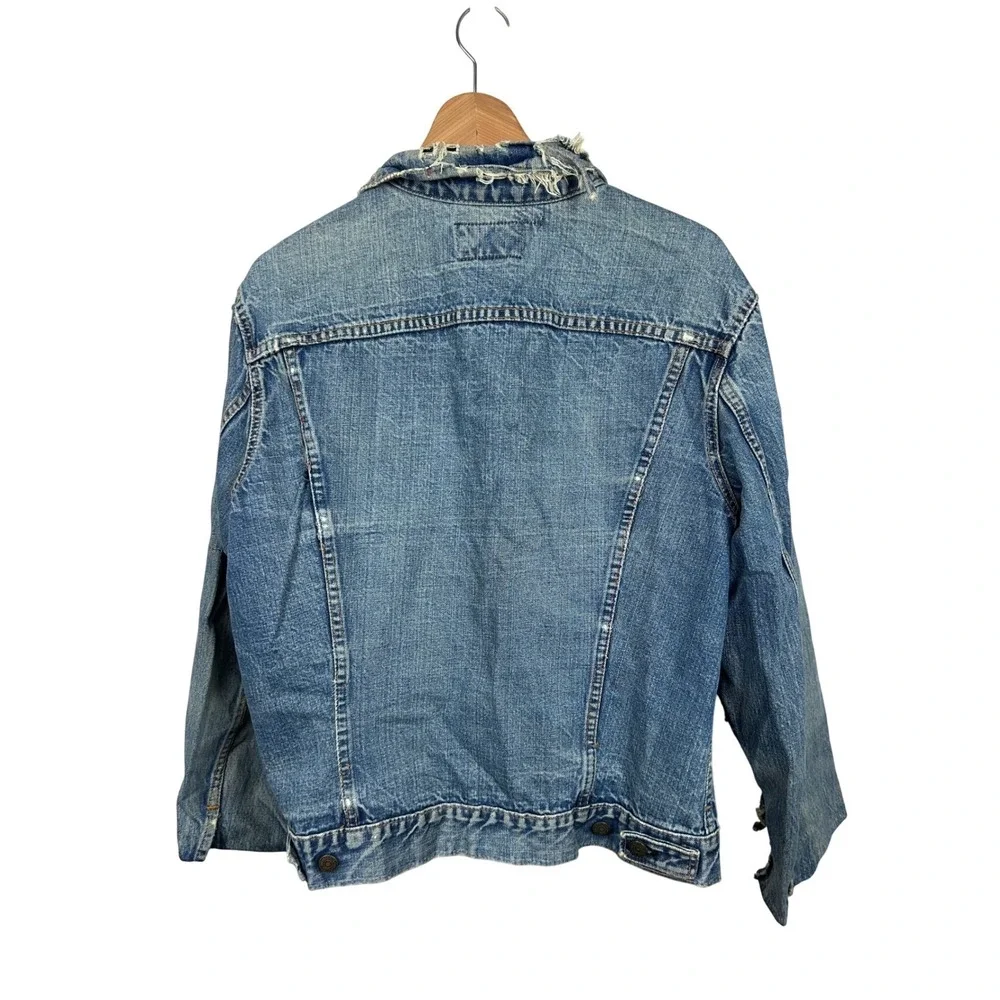 Vintage Levis Denim Trucker Jacket Blue Jean Distressed‎ Faded Mens - Picture 10 of 16